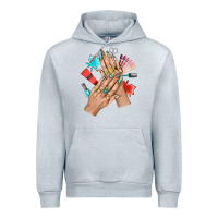 Heather Grey Western Nail Art With Nail Material Bbs Urban Hoodie - BundleAndBundleShop