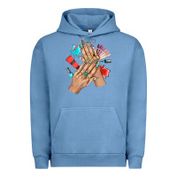 Pigment Pebble Blue Western Nail Art With Nail Material Bbs Urban Hoodie - BundleAndBundleShop