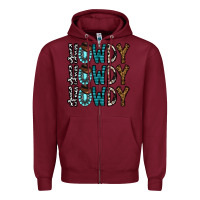 Burgundy howdy howdy howdy Zipper Hoodie - CowhideDigitalArt