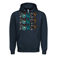 Navy howdy howdy howdy Zipper Hoodie - CowhideDigitalArt