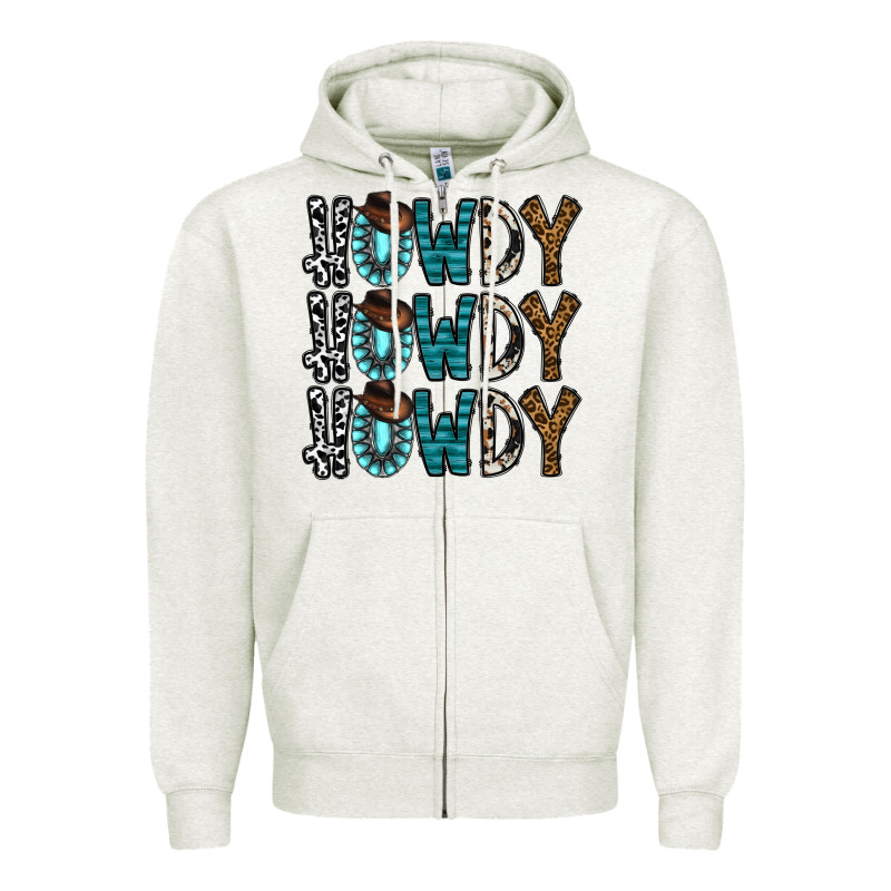 Howdy Howdy Howdy Zipper Hoodie by CowhideDigitalArt | Teevron