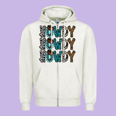 Howdy Howdy Howdy Zipper Hoodie Designed By Cowhidedigitalart