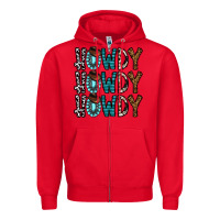 Red howdy howdy howdy Zipper Hoodie - CowhideDigitalArt