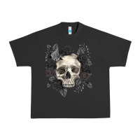 Pigment Black Floral skull Urban Heavy Tee - RanaPortraitStore