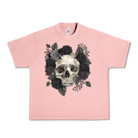Salmon Floral skull Urban Heavy Tee - RanaPortraitStore