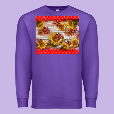 Ladybug Sunflower Premium Sweatshirt Designed By Barkaloodesign