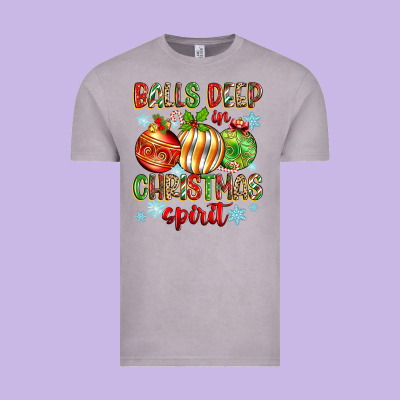 Balls Deep In Christmas Spirit Vintage Tee Designed By Zillion Design Studio