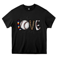 Black for the love of the game baseball Heavy Core Tee - CowhideDigitalArt