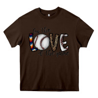 Chocolate Brown for the love of the game baseball Heavy Core Tee - CowhideDigitalArt