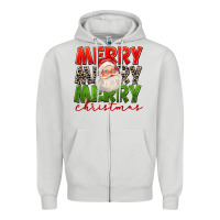 Dove Grey Merry Christmas Santa Zipper Hoodie - FaDigitalArtStudio