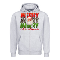 Heather Grey Merry Christmas Santa Zipper Hoodie - FaDigitalArtStudio