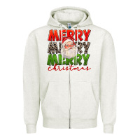 Oatmeal Heather Merry Christmas Santa Zipper Hoodie - FaDigitalArtStudio