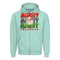 Seafoam Merry Christmas Santa Zipper Hoodie - FaDigitalArtStudio