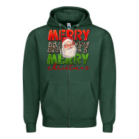 Sports Green Merry Christmas Santa Zipper Hoodie - FaDigitalArtStudio