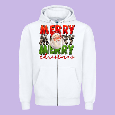 Merry Christmas Santa Zipper Hoodie Designed By Fadigitalartstudio