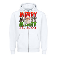 White Merry Christmas Santa Zipper Hoodie - FaDigitalArtStudio