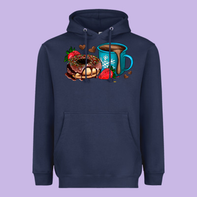 Donut Coffee Strawberry Heavyweight Hoodie Designed By Adodesignshop