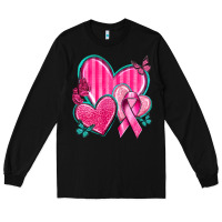 Black Breast Cancer Hearts Long Sleeve Tee - texasbilliewilder