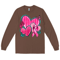 Chestnut Breast Cancer Hearts Long Sleeve Tee - texasbilliewilder