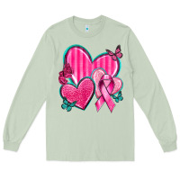 Matcha Breast Cancer Hearts Long Sleeve Tee - texasbilliewilder