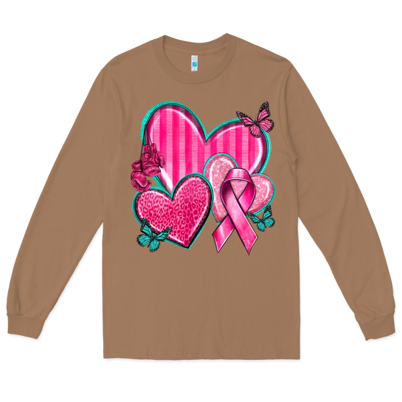 Breast Cancer Hearts Long Sleeve Tee by texasbilliewilder | Teevron
