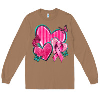 Toasted Coconut Breast Cancer Hearts Long Sleeve Tee - texasbilliewilder