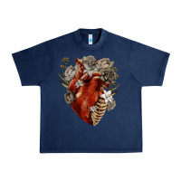 Navy Flower anatomical heart Urban Heavy Tee - RanaPortraitStore