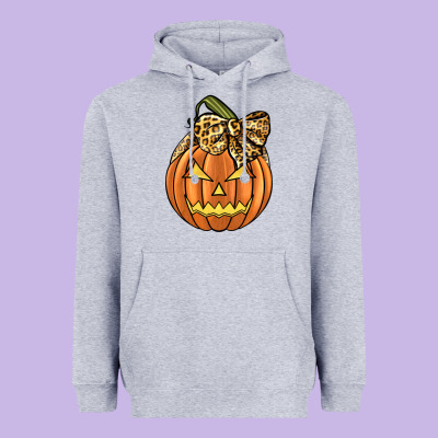 Leopard Ribbon Halloween Pumkin Heavyweight Hoodie Designed By Jahusdesignshop