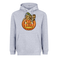 Heather Grey Leopard Ribbon Halloween Pumkin Heavyweight Hoodie - JahusDesignShop