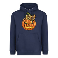 Navy Leopard Ribbon Halloween Pumkin Heavyweight Hoodie - JahusDesignShop