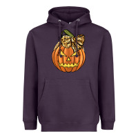 Plum Leopard Ribbon Halloween Pumkin Heavyweight Hoodie - JahusDesignShop