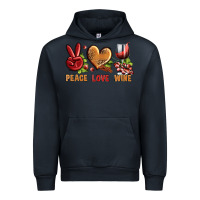 Navy Peace Love Wine Urban Hoodie - BundleAndBundleShop