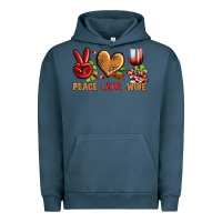 Pigment Midnight Navy Peace Love Wine Urban Hoodie - BundleAndBundleShop