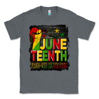 Charcoal Heather juneteenth fist free ish since 1865 with background Classic Tee - HRA Design Shop