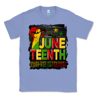 Colony Blue juneteenth fist free ish since 1865 with background Classic Tee - HRA Design Shop