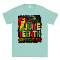 Seafoam juneteenth fist free ish since 1865 with background Classic Tee - HRA Design Shop