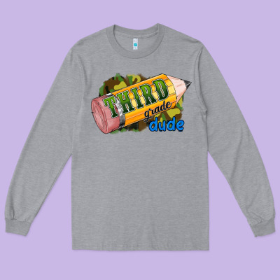 Third Grade Dude Long Sleeve Tee Designed By Ranaportraitstore