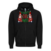 Black Naughty or nice christmas elfs Zipper Hoodie - FaDigitalArtStudio
