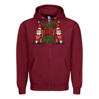 Burgundy Naughty or nice christmas elfs Zipper Hoodie - FaDigitalArtStudio