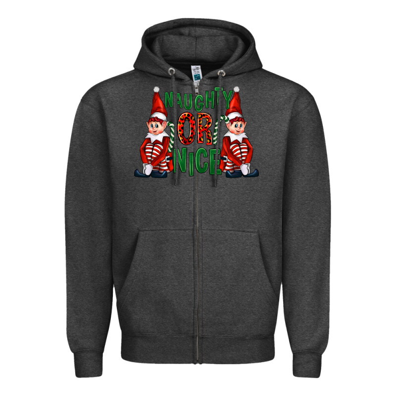 Naughty Or Nice Christmas Elfs Zipper Hoodie by FaDigitalArtStudio | Teevron