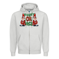 Dove Grey Naughty or nice christmas elfs Zipper Hoodie - FaDigitalArtStudio