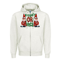 Oatmeal Heather Naughty or nice christmas elfs Zipper Hoodie - FaDigitalArtStudio