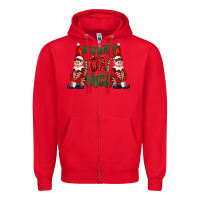 Red Naughty or nice christmas elfs Zipper Hoodie - FaDigitalArtStudio