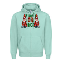 Seafoam Naughty or nice christmas elfs Zipper Hoodie - FaDigitalArtStudio