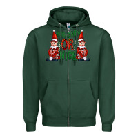 Sports Green Naughty or nice christmas elfs Zipper Hoodie - FaDigitalArtStudio