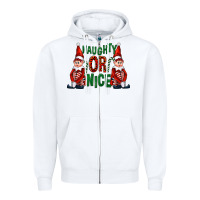 White Naughty or nice christmas elfs Zipper Hoodie - FaDigitalArtStudio