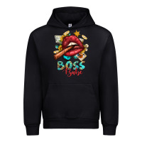Black Western Boss Babe Cigar Lip Urban Hoodie - BundleAndBundleShop