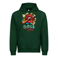Forest Green Western Boss Babe Cigar Lip Urban Hoodie - BundleAndBundleShop