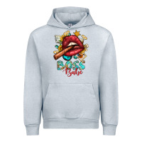 Heather Grey Western Boss Babe Cigar Lip Urban Hoodie - BundleAndBundleShop