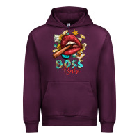 Mauve Wine Western Boss Babe Cigar Lip Urban Hoodie - BundleAndBundleShop